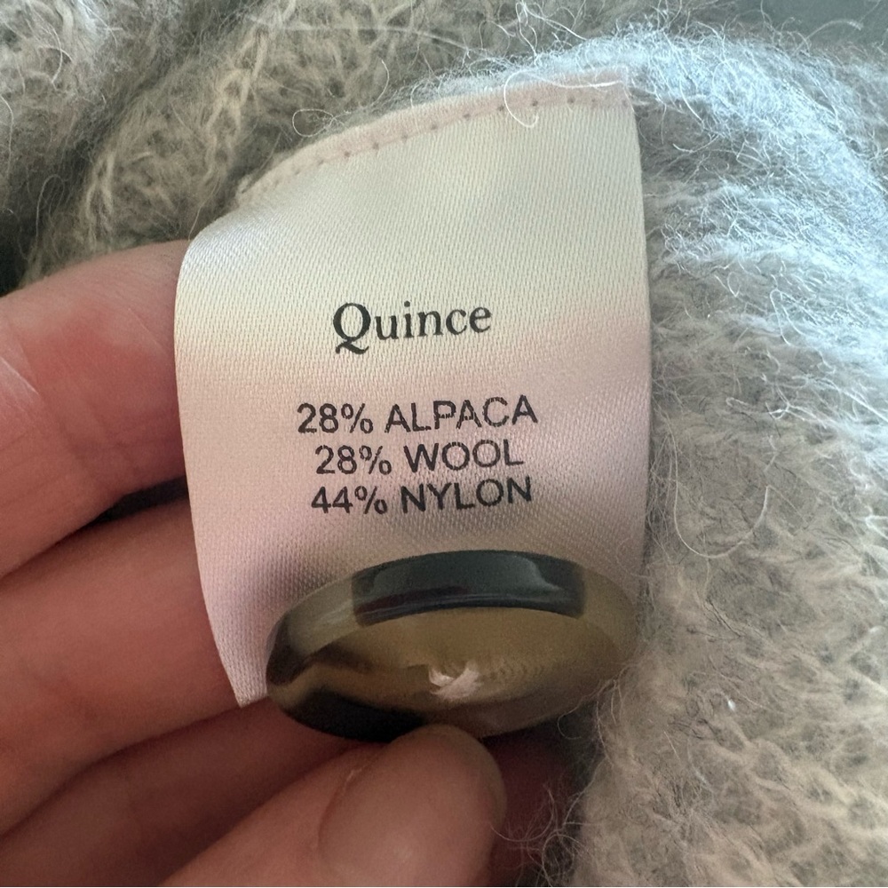 Quince Baby Alpaca -Wool Cropped Cardigan Light Grey Sz S - Picture 8 of 8